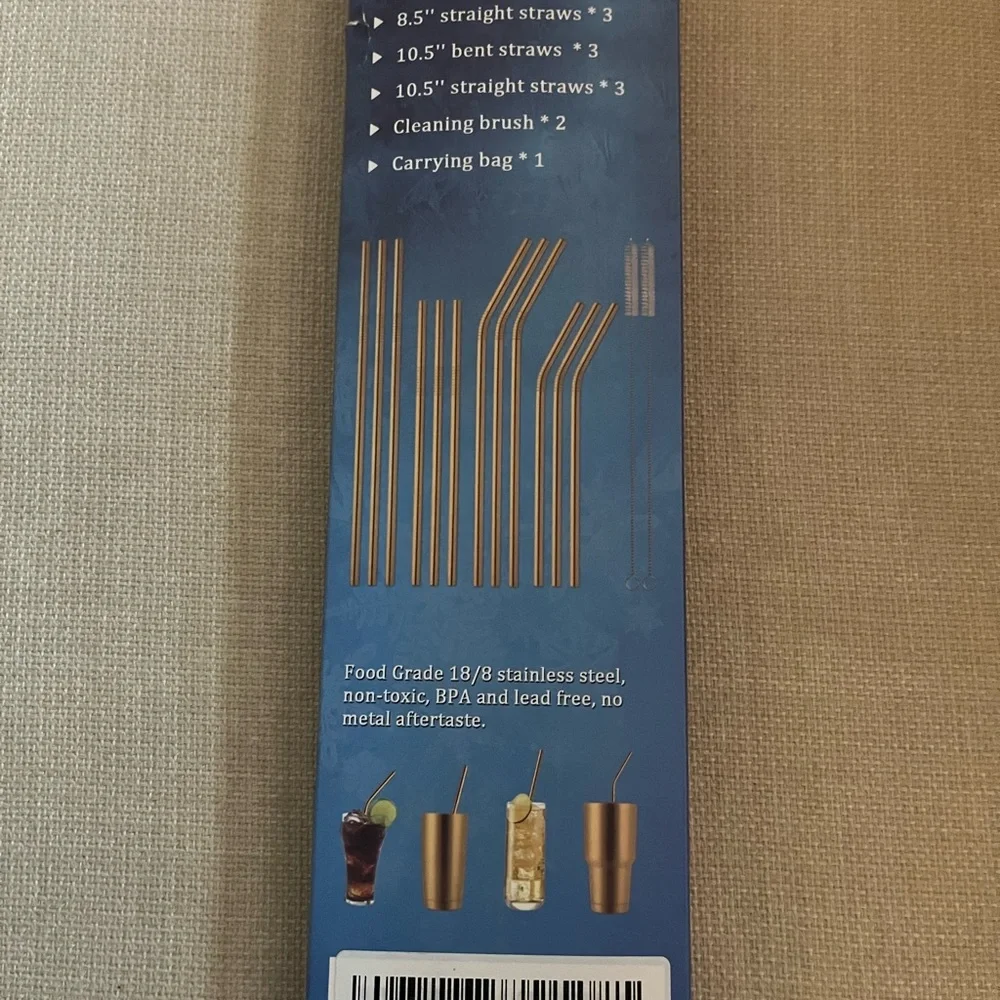 ❤️❤️❤️ Gold Stainless Steel Metal Straws Set of 12
